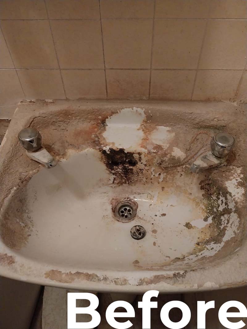 Before sink cleaning